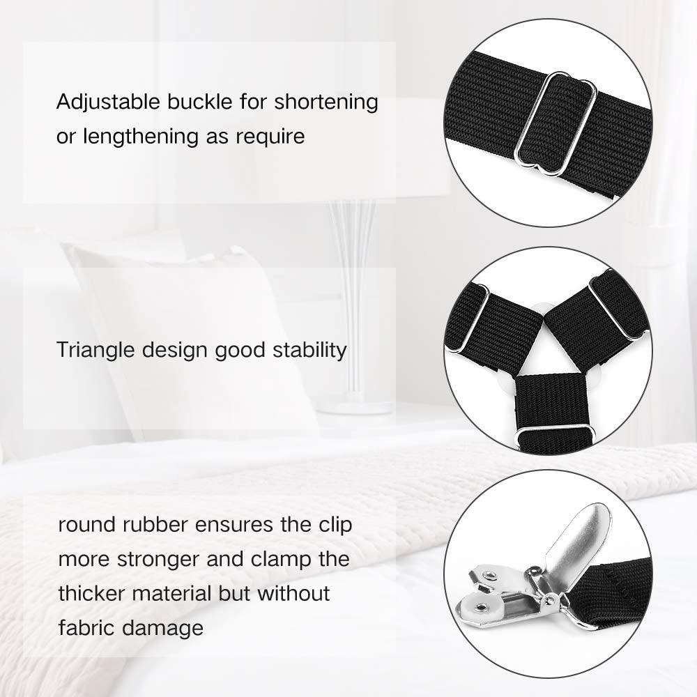 1/4/8Pcs)Sheet Suspenders Clips, Bed Sheet Straps Mattress Sheet Holders  for Twin, Full, Queen, King - Keep Sheets In Place Corner Sheet Grippers  Fasteners Sheet Stays