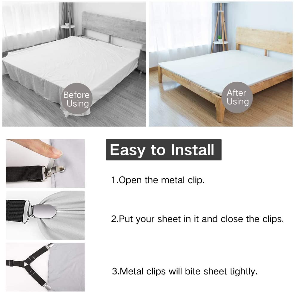 BEDSHEET HOLDER STRAP for Bed Sheets,Mattress Covers, Sofa Cushion (4pcs)